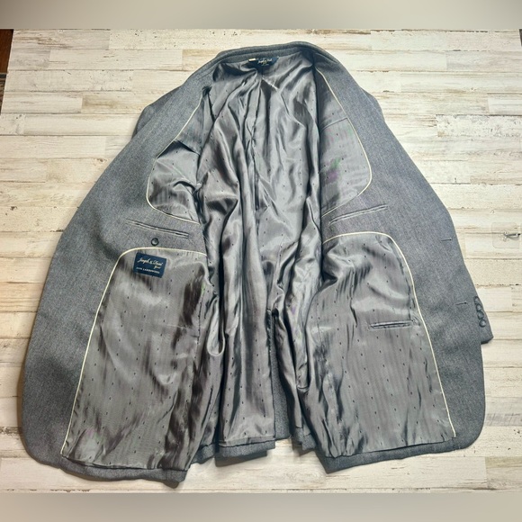 Joseph & Feiss Gold 54L Gray 100% Lambswool Blazer Jacket Sport Coat - Picture 9 of 11